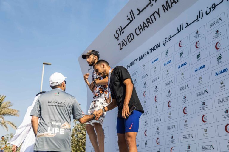 Winners of the 5k race at the Zayed Charity Marathon Abu Dhabi 2022